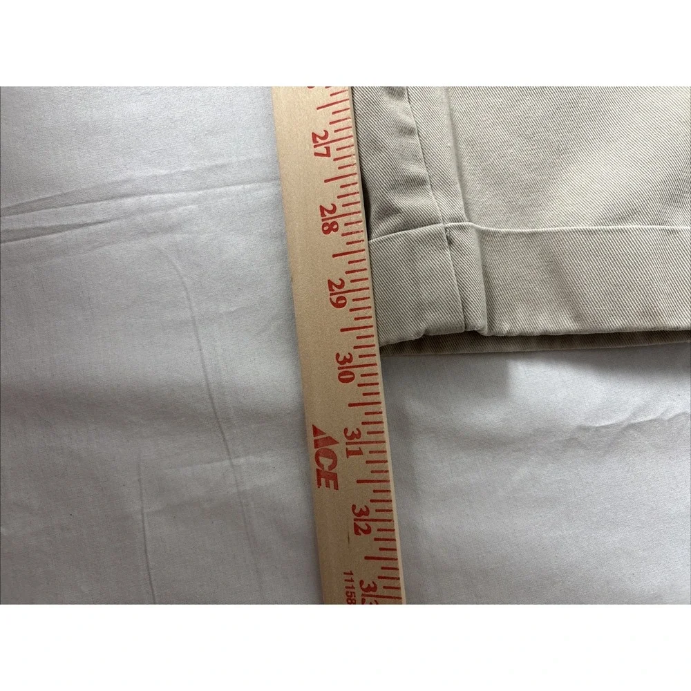 Tommy Hilfiger Men 36x30 Khaki Chino Pants Beige Pleated Cuffed Straight Leg